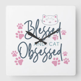 RELÓGIO QUADRADO BRAÇOS E GATOS OBSESSADOS DIZENDO