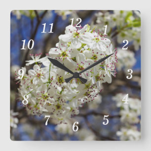 Relógio Quadrado Bradford Pear Blooms Wall Clock