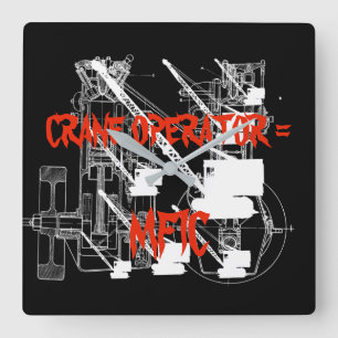 Relógio Quadrado Branco do GUINDASTE de operador de guindaste = de