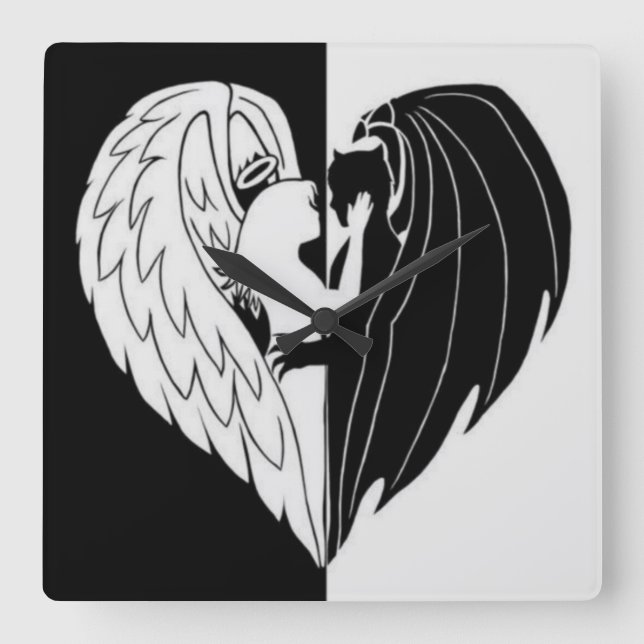 Relógio Quadrado Branco preto (Frente)