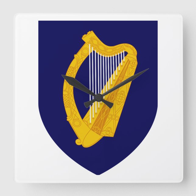 Relógio Quadrado Brasão de armas da Irlanda (Frente)