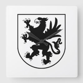 Relógio Quadrado Brasão de Armas da Pomerânia Preto e Branco Heráld