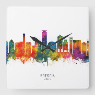 Relógio Quadrado Brescia Itália Skyline