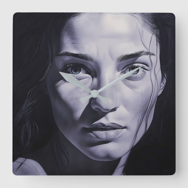 Relógio Quadrado "Brianna Blue" Mulheres Em Carvão (Frente)