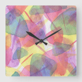Relógio Quadrado Bright Watercolor Texture Wall Clock