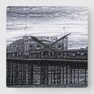 Relógio Quadrado Brighton Pier de Contraste