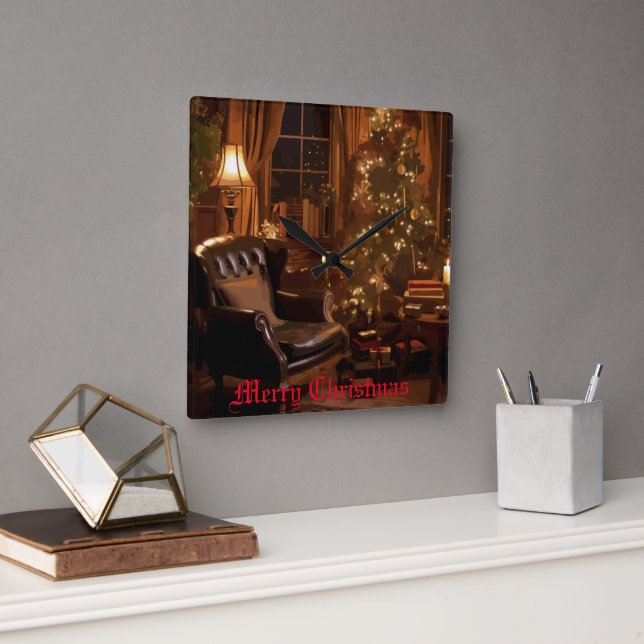 Relógio Quadrado Brilho festivo (Escritório)