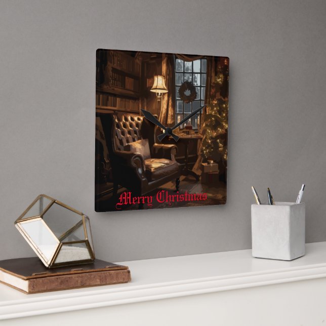 Relógio Quadrado Brilho festivo (Escritório)