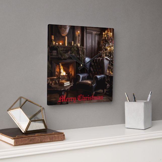 Relógio Quadrado Brilho festivo (Escritório)