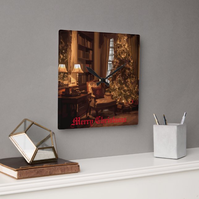 Relógio Quadrado Brilho festivo (Escritório)