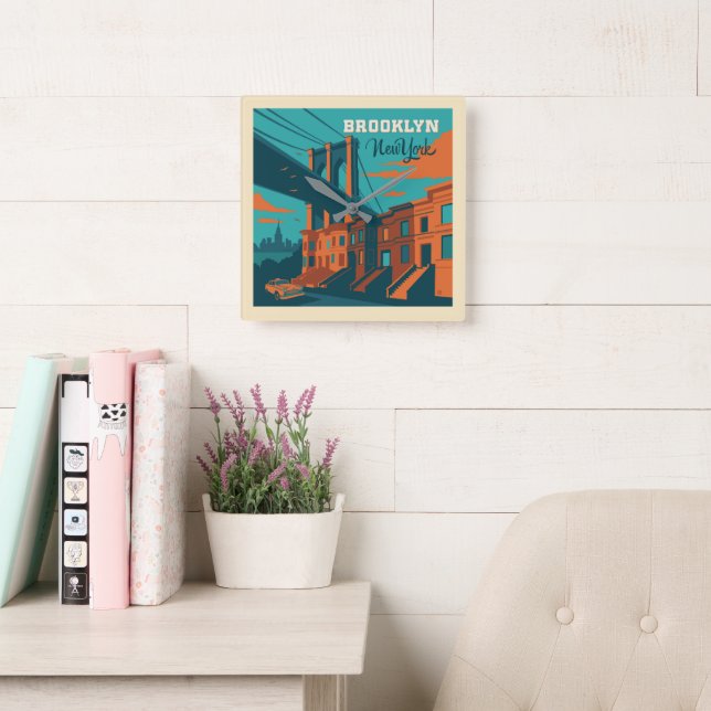 Relógio Quadrado Brooklyn Nova York (Sala de leitura)