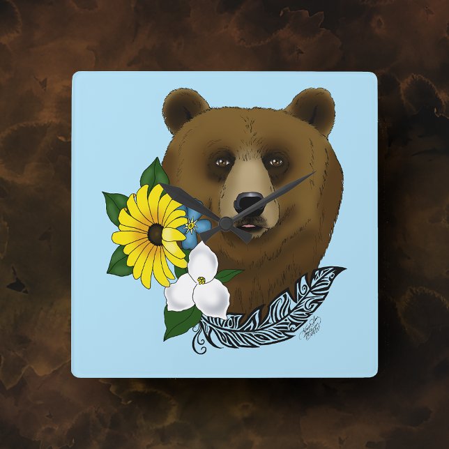 Relógio Quadrado Brown Bear (Criador carregado)