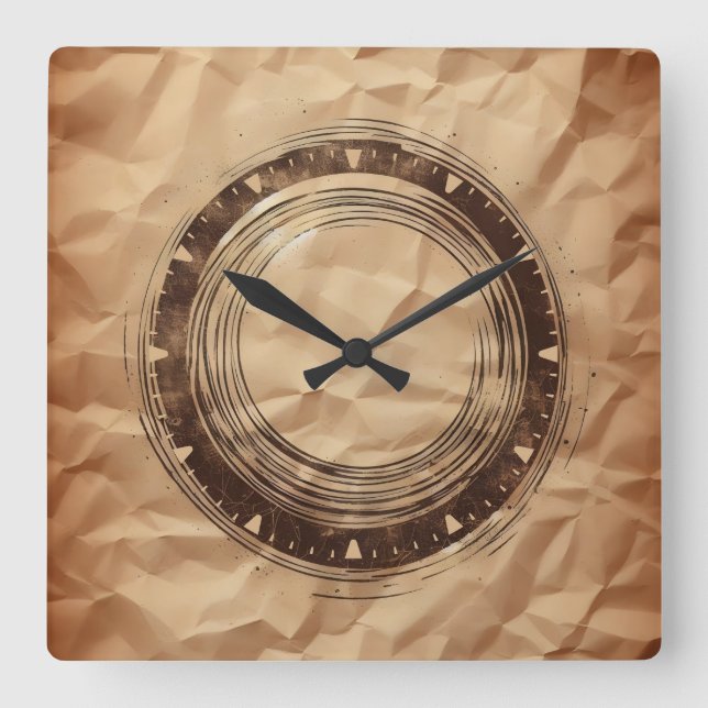 Relógio Quadrado brown paper circle spot (Frente)
