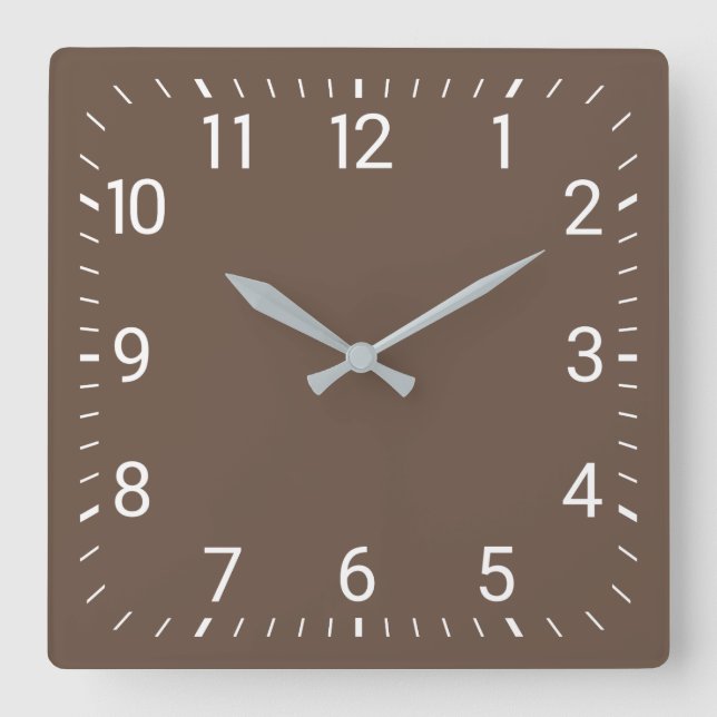Relógio Quadrado Brown Square Wall Clock (Frente)