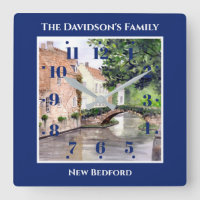 Bruges Belgium Watercolor Azul Quadro Quadrado