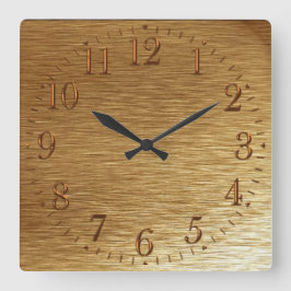 Relógio Quadrado Brushed Gold Metal-look Wall Clock