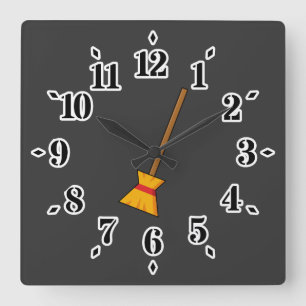 Relógio Quadrado Bruxa Broom