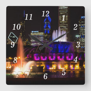 Relógio Quadrado Buckingham Fountain Chicago Wall Clock