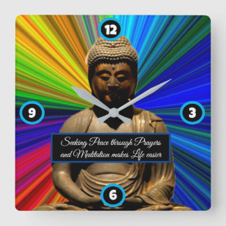 Relógio Quadrado Buda em Meditação