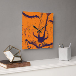 Relógio Quadrado Buddha Face Zen Harmony Buddhahood Orange