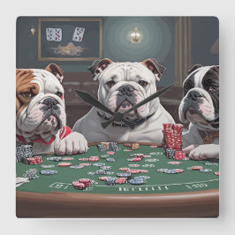 Relógio Quadrado Bulldogs playing poker