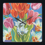 Relógio Quadrado Buquê na fronteira III<br><div class="desc">Floral</div>