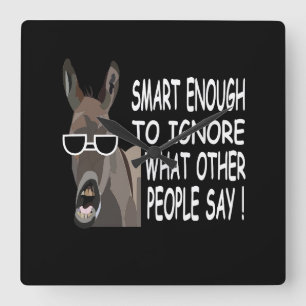 Relógio Quadrado Burro Inteligente Legal