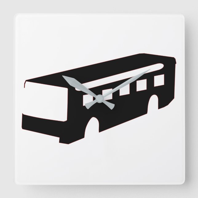 Relógio Quadrado Bus Silhouette (Frente)