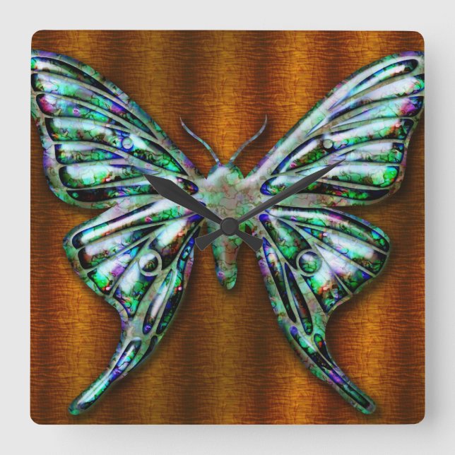 Relógio Quadrado Butterfly 2 Clock (Frente)
