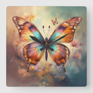 Relógio Quadrado "Butterfly Symphony: Elegante Wall Art & Décor Col