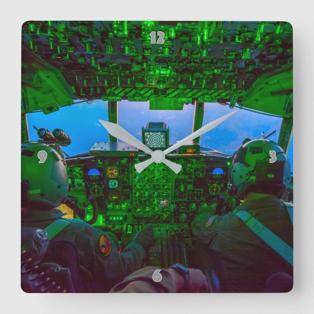 RELÓGIO QUADRADO C-130 COCKPIT HERCULES (Frente)