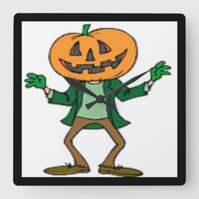 RELÓGIO QUADRADO CABEÇA DE PUMPKIN DE HALLOWEEN (Frente)