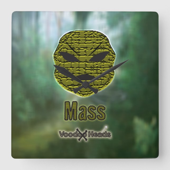 Relógio Quadrado Cabeças Voodoo ~ Pântano (Frente)