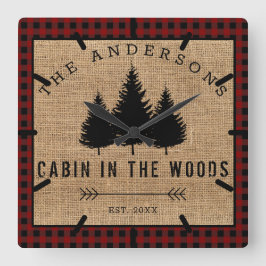 Relógio Quadrado Cabine de nome da família russa no bosque