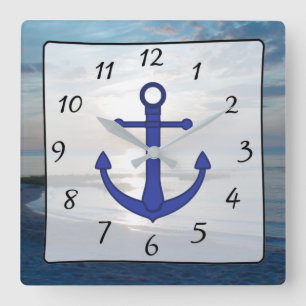 Relógio Quadrado Cabo Cod Sunset Ocean View Beach Anchor Clock
