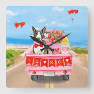 Relógio Quadrado Cabos-caminhões Dia de os namorados Touro Terrier