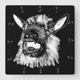 Relógio Quadrado Cabra gritando engraçada que tira a arte animal