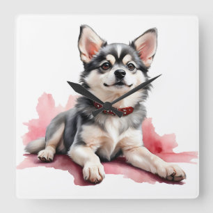 RELÓGIO QUADRADO CACHORRINHO ADORÁVEL KLEE KAI