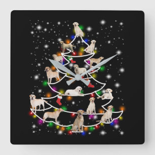 Relógio Quadrado Cachorro   Árvore de Natal Labrador