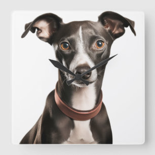 RELÓGIO QUADRADO CACHORRO BRANCO DE GREYHOUND ITALIANO