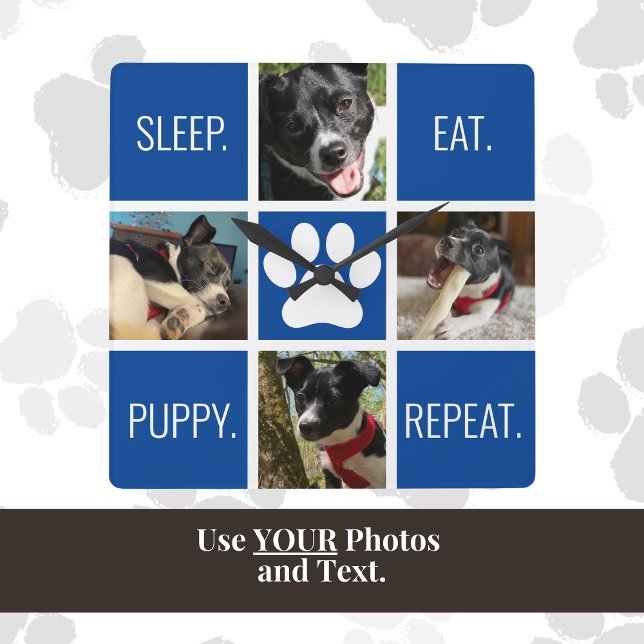 Relógio Quadrado Cachorro Cachorro Dormindo Repete O Fanfarrão Anim (This dog mom custom photo and text clock is a cute, practical and unique gift for Mother's Day!)