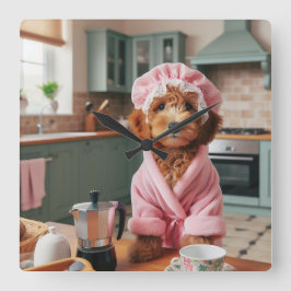 Relógio Quadrado Cachorro Engraçado