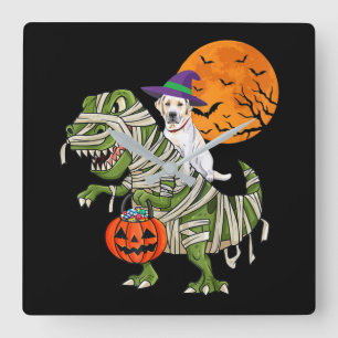 Relógio Quadrado Cachorro   Labrador Retriever Riding Mummy T Rex