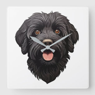Relógio Quadrado Cachorro Preto Labradoodle