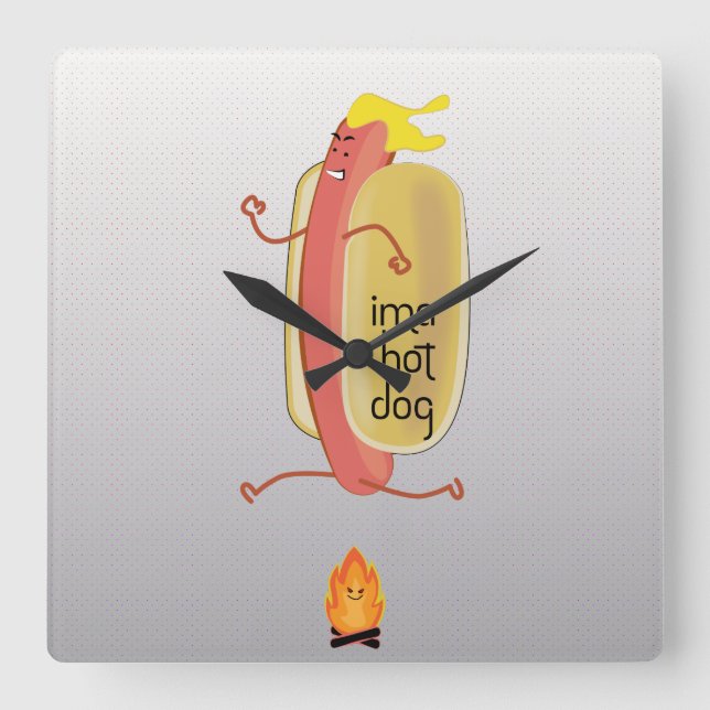 Relógio Quadrado Cachorro Quente (Frente)