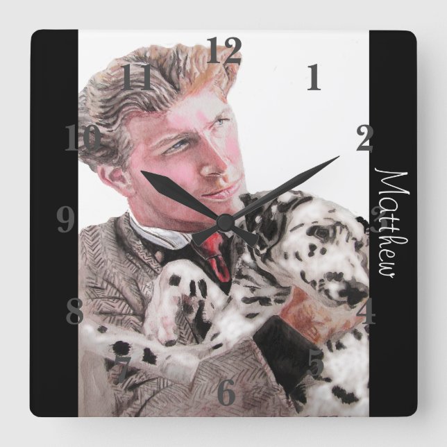 Relógio Quadrado Cachorros Dalmacianos Arte Animal Childs (Frente)