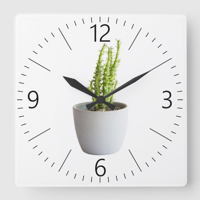 Relógio Quadrado Cactus in pot (Frente)