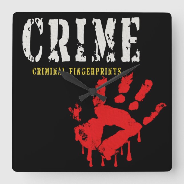 Relógio Quadrado cadeado de impressões digitais criminais (Frente)