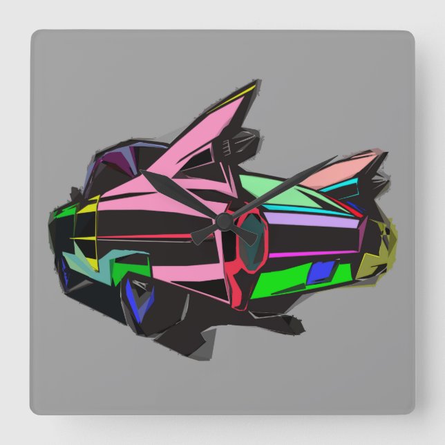 Relógio Quadrado Cadillac colorido (Frente)