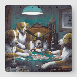 Relógio Quadrado Cães Jogando Poker Cassius Marcellus Coolidge 1894